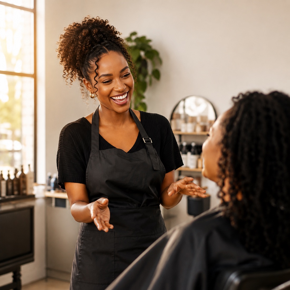 A service business owner with a customer