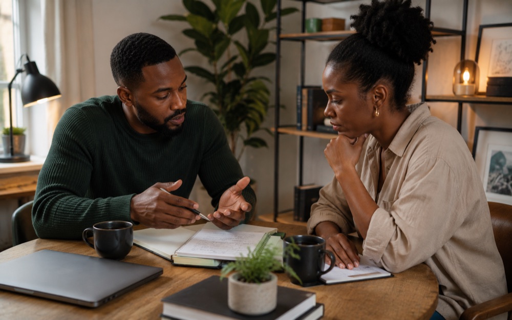 Two people in a consulting session