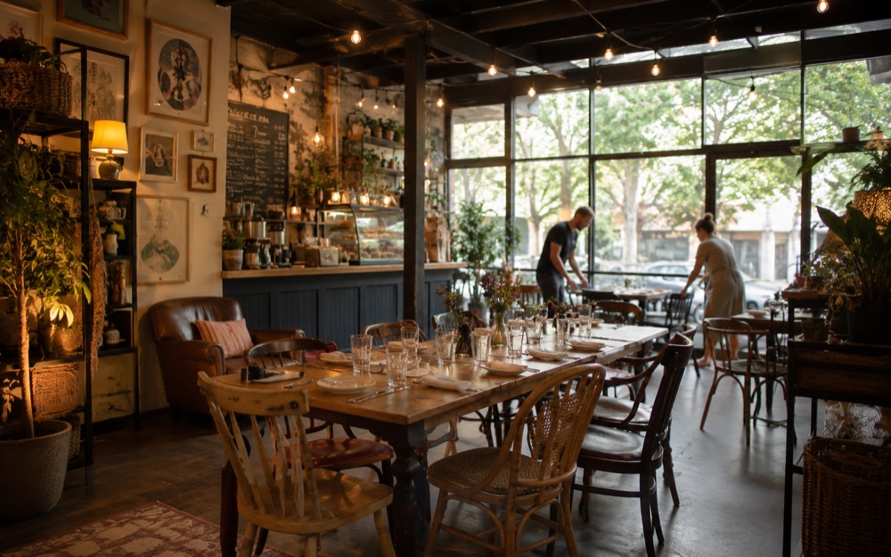 An event space set up for a small gathering